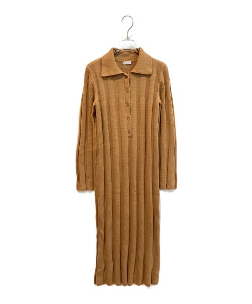 COLUMN（コラム）COLUMN (コラム) リブニットワンピース ブラウン サイズ:ＦＲＥＥの古着・服飾アイテム
