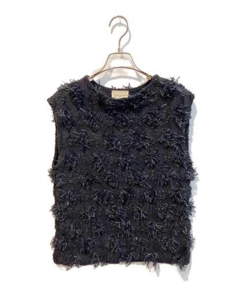 UNITED ARROWS TOKYO（ユナイテッドアローズトウキョウ）UNITED ARROWS TOKYO (ユナイテッドアローズトウキョウ) カットフリンジ ノースリーブニット ネイビー サイズ:Freeの古着・服飾アイテム