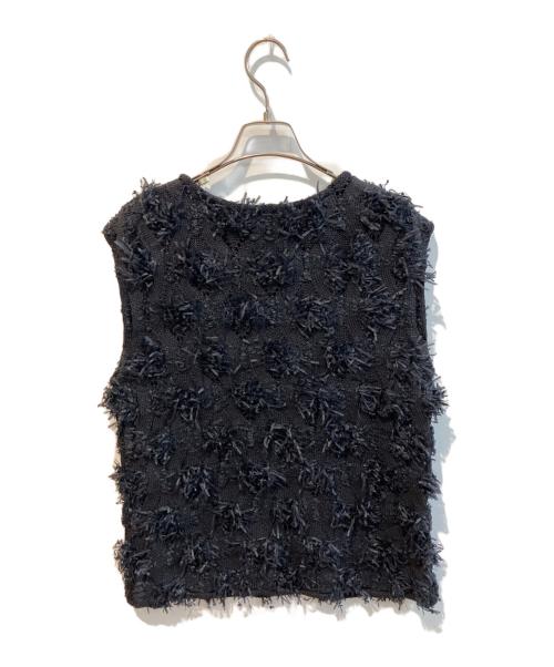 UNITED ARROWS TOKYO（ユナイテッドアローズトウキョウ）UNITED ARROWS TOKYO (ユナイテッドアローズトウキョウ) カットフリンジ ノースリーブニット ネイビー サイズ:Freeの古着・服飾アイテム