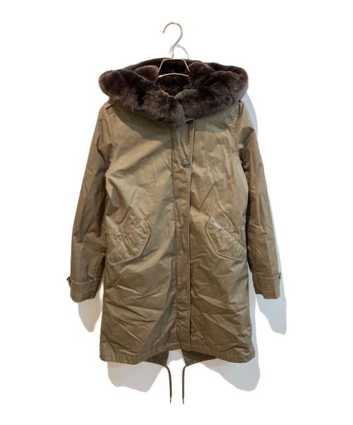 WOOLRICH（ウールリッチ）WOOLRICH (ウールリッチ) ラビットファー中綿モッズコート カーキ サイズ:XSの古着・服飾アイテム