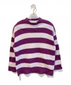 DAIRIKUダイリク）の古着「ボーダーニット/Fulling Damage Border Knit」｜パープル×ホワイト