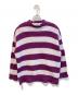 DAIRIKU（ダイリク）の古着「ボーダーニット/Fulling Damage Border Knit」｜パープル×ホワイト