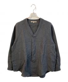 HAVERSACK（ハバーサック）の古着「ウールリネンスキッパーシャツ　422123」｜ブラック