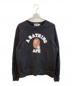 A BATHING APEアベイシングエイプ）の古着「GO APE POINTER COLLEGE CREWNECK　001SWK251001M」｜ブラック
