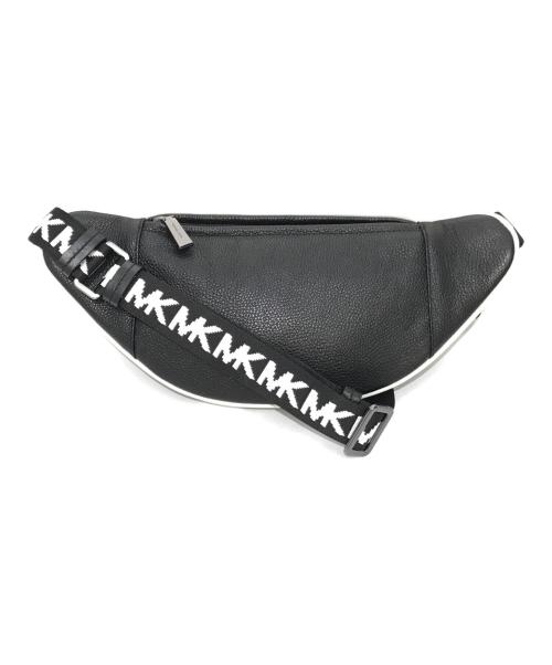 MICHAEL KORS（マイケル・コース）MICHAEL KORS (マイケル・コース) モット ミディアム ストライプ ペブルドレザー ベルトバッグ ブラックの古着・服飾アイテム