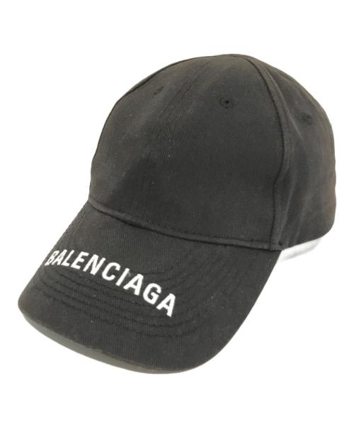 BALENCIAGA（バレンシアガ）BALENCIAGA (バレンシアガ) バイザーロゴキャップ ブラックの古着・服飾アイテム