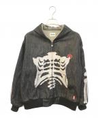 90909090）の古着「Bone Rigid Denim Zip Hoodie　NN2082」｜ブラック