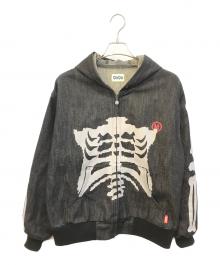 9090（9090）の古着「Bone Rigid Denim Zip Hoodie　NN2082」｜ブラック