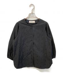 l'atelier du savon（アトリエドゥサボン）の古着「ドット刺繍ブラウス 73-01-BL-010-22-1」｜ブラック