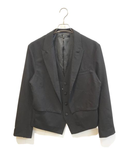 NO ID.（ノーアイディー）NO ID. (ノーアイディー) テーラードジャケット/レイヤードショートJKT ブラック サイズ:2 未使用品の古着・服飾アイテム