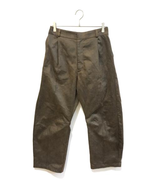 NO ID.（ノーアイディー）NO ID. (ノーアイディー) コーティングツイルコクーントラウザーズ ブラウン サイズ:1の古着・服飾アイテム