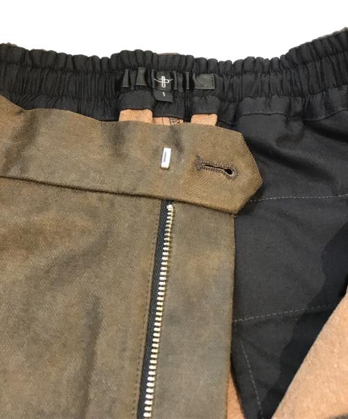 NO ID.（ノーアイディー）NO ID. (ノーアイディー) コーティングツイルコクーントラウザーズ ブラウン サイズ:1の古着・服飾アイテム