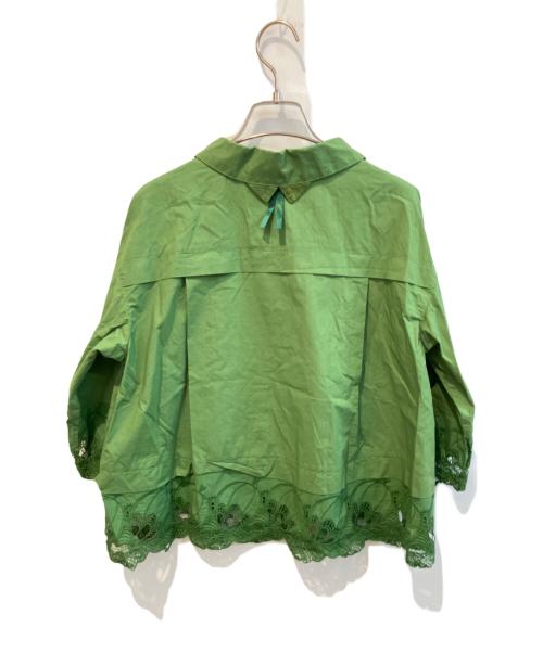OLLEBOREBLA（アルベロベロ）OLLEBOREBLA (アルベロベロ) レースブラウス グリーン サイズ:freeの古着・服飾アイテム
