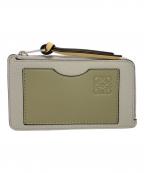 LOEWEロエベ）の古着「コインカードホルダー（ソフトグレインカーフ）」｜グレー×グリーン