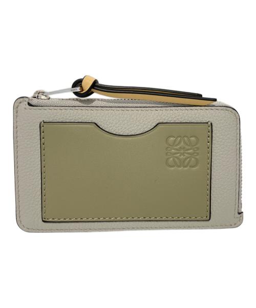 LOEWE（ロエベ）LOEWE (ロエベ) コインカードホルダー（ソフトグレインカーフ） グレー×グリーン サイズ:-の古着・服飾アイテム