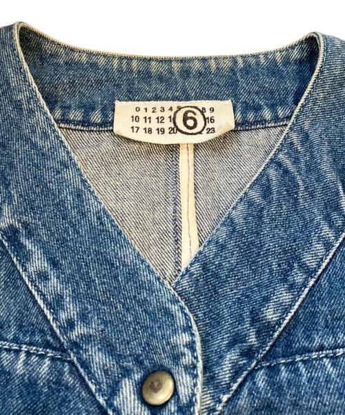 MM6 Maison Martin Margiela（エムエムシックス メゾンマルタンマルジェラ）MM6 Maison Martin Margiela (エムエムシックス メゾンマルタンマルジェラ) ノーカラーデニムジャケット インディゴ サイズ:38の古着・服飾アイテム
