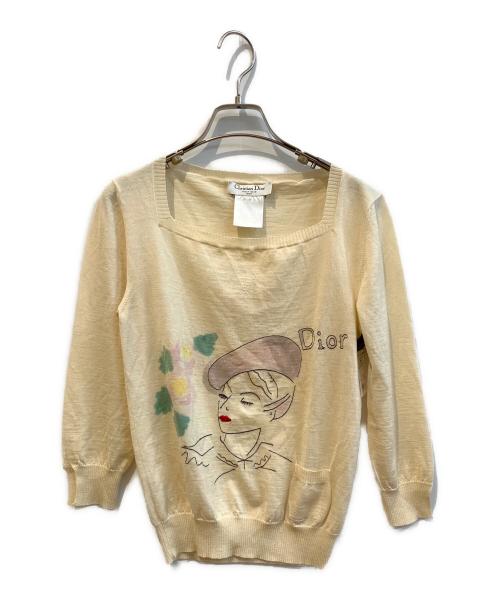 Christian Dior（クリスチャン ディオール）Christian Dior (クリスチャン ディオール) 刺繍ニット アイボリー サイズ:38の古着・服飾アイテム
