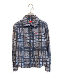 Vivienne Westwood RED LABEL（ヴィヴィアンウエストウッドレッドレーベル）の古着「レーヨンブレンドチェックシャツ　357-01-89009」｜ネイビー