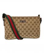 GUCCIグッチ）の古着「ショルダーバッグ　189749　シェリーライン/GGキャンバス」｜ブラウン