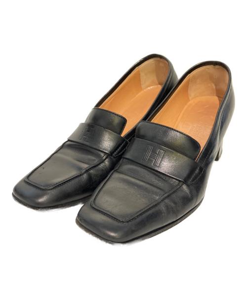 HERMES（エルメス）HERMES (エルメス) スクエアトゥヒールローファー ブラック サイズ:35 1/2の古着・服飾アイテム