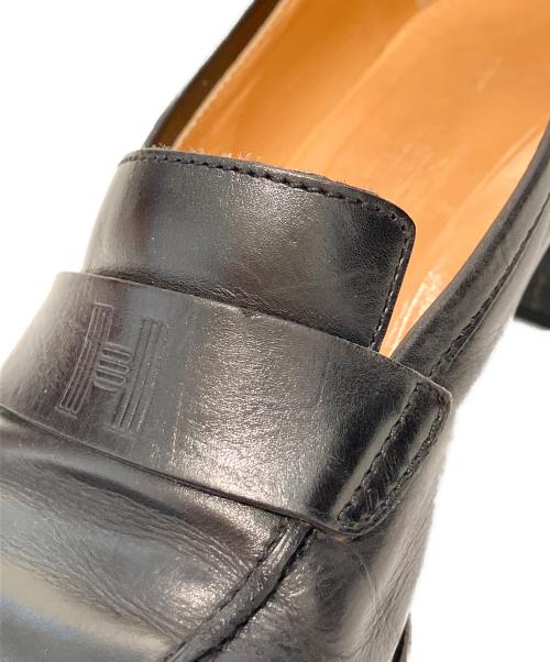 HERMES（エルメス）HERMES (エルメス) スクエアトゥヒールローファー ブラック サイズ:35 1/2の古着・服飾アイテム