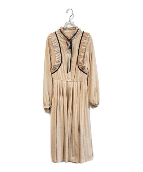 Sov.（ソブ）Sov. (ソブ) ポリエステルサテンドットワンピース　0501-230-223 ベージュ サイズ:Mの古着・服飾アイテム