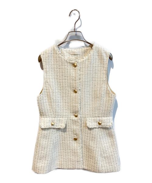 any Sis（エニィスィス）any Sis (エニィスィス) ファンシーツイードペプラム ジレ　JKWPGS1091 ホワイト サイズ:9の古着・服飾アイテム