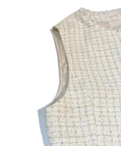 any Sis（エニィスィス）any Sis (エニィスィス) ファンシーツイードペプラム ジレ　JKWPGS1091 ホワイト サイズ:9の古着・服飾アイテム