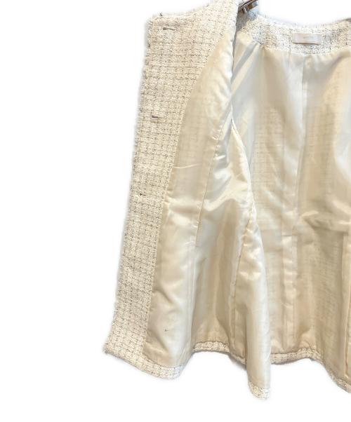 any Sis（エニィスィス）any Sis (エニィスィス) ファンシーツイードペプラム ジレ　JKWPGS1091 ホワイト サイズ:9の古着・服飾アイテム