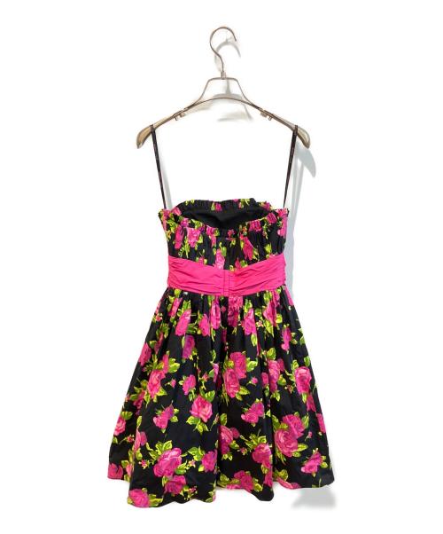 BETSEY JOHNSON（ベッツィジョンソン）BETSEY JOHNSON (ベッツィジョンソン) ノースリーブワンピース ピンク×ブラックの古着・服飾アイテム