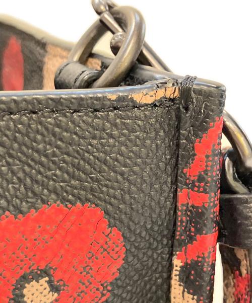 COACH（コーチ）COACH (コーチ) フラワープリントレザーバッグ　33856 ブラックの古着・服飾アイテム