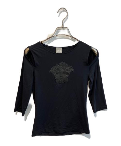 VERSACE JEANS COUTURE（ヴェルサーチ ジーンズクチュール）VERSACE JEANS COUTURE (ヴェルサーチ ジーンズクチュール) メデューサエンブレムロングスリーブカットソー ブラック サイズ:Sの古着・服飾アイテム