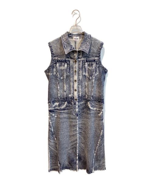 TRUNK HIROKO KOSHINO（トランク ヒロコ コシノ）TRUNK HIROKO KOSHINO (トランク ヒロコ コシノ) 立体ストレッチデニムワンピース インディゴ サイズ:38の古着・服飾アイテム