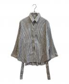 RITOリト）の古着「ストライプシャツ/REVERSIBLE SHIRT WITH BELT 0779RTS705B」｜ホワイト×グレー