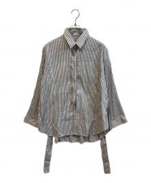 RITO（リト）の古着「ストライプシャツ/REVERSIBLE SHIRT WITH BELT 0779RTS705B」｜ホワイト×グレー