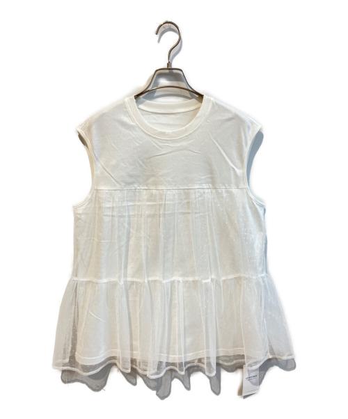 Spick and Span（スピック＆スパン）Spick and Span (スピック＆スパン) ドットチュールティアードTシャツ ホワイト サイズ:F 未使用品の古着・服飾アイテム