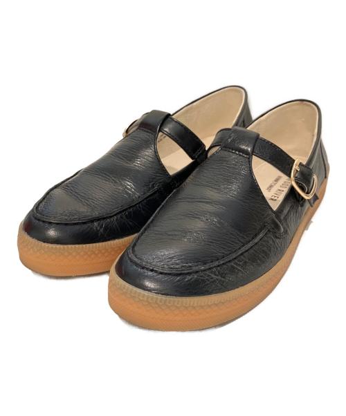 MINNETONKA（ミネトンカ）MINNETONKA (ミネトンカ) RED WOOD RIVER (レッドウッドリバー) Tストラップ フラットシューズ ブラック サイズ:24.5の古着・服飾アイテム