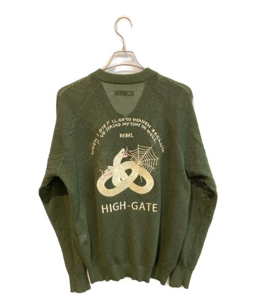 HIGH-GATE（ハイゲート）HIGH-GATE (ハイゲート) SNAKE MESH KNIT BLOUSON　25HG-SS08 グリーン サイズ:2の古着・服飾アイテム