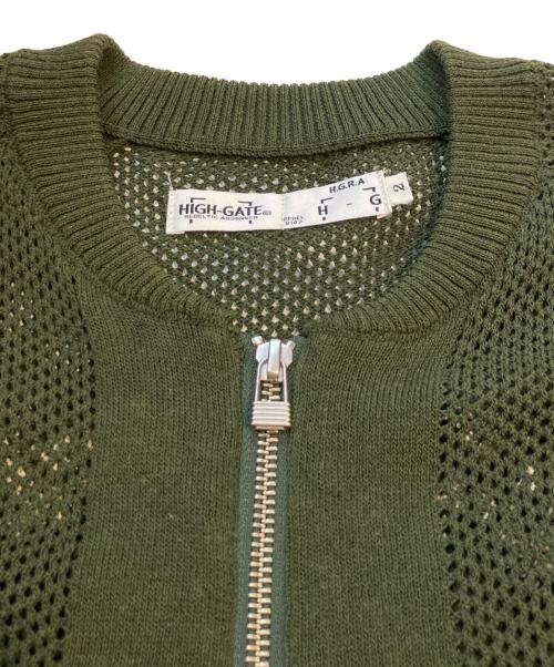 HIGH-GATE（ハイゲート）HIGH-GATE (ハイゲート) SNAKE MESH KNIT BLOUSON　25HG-SS08 グリーン サイズ:2の古着・服飾アイテム