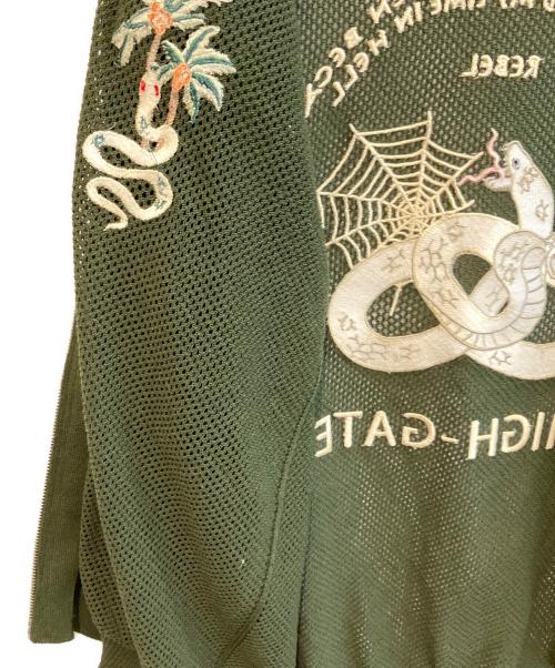 HIGH-GATE（ハイゲート）HIGH-GATE (ハイゲート) SNAKE MESH KNIT BLOUSON　25HG-SS08 グリーン サイズ:2の古着・服飾アイテム