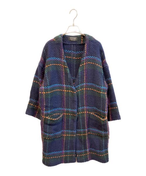 john branigan（ジョンブラニガン）john branigan (ジョンブラニガン) ノーカラーウールコート　VCOAT ネイビー サイズ:表記無しの古着・服飾アイテム