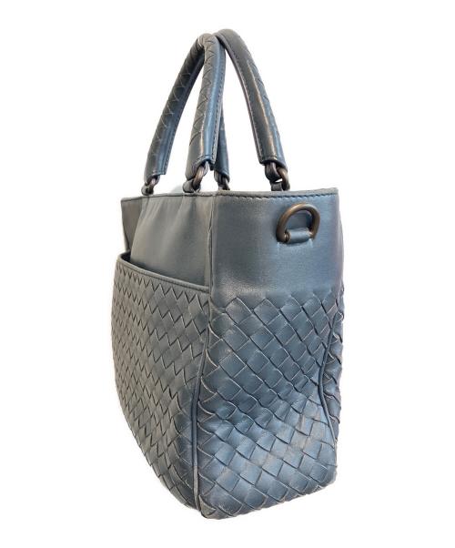 BOTTEGA VENETA（ボッテガベネタ）BOTTEGA VENETA (ボッテガベネタ) スモールトートバッグ　481796　イントレチャート ネイビーの古着・服飾アイテム