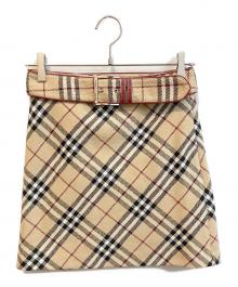 BURBERRY BLUE LABEL（バーバリー ブルー レーベル）の古着「ノバチェックミニスカート」｜ブラウン