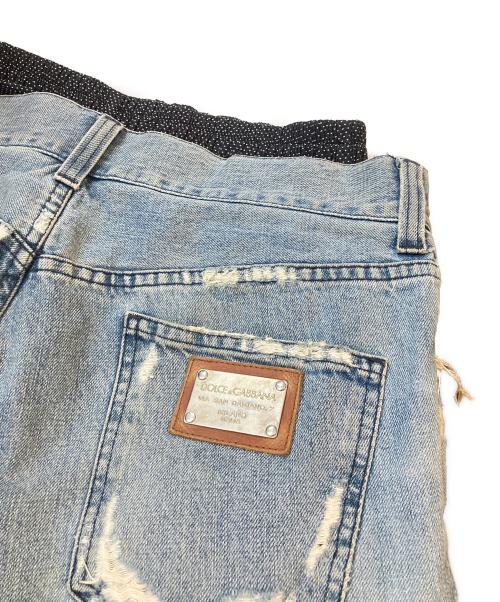 DOLCE & GABBANA（ドルチェ＆ガッバーナ）DOLCE & GABBANA (ドルチェ＆ガッバーナ) ドット柄アンダーウェアレイヤードデニムパンツ　G44TBD/G9J49 インディゴ サイズ:46の古着・服飾アイテム