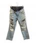 DOLCE & GABBANA（ドルチェ＆ガッバーナ）の古着「ドット柄アンダーウェアレイヤードデニムパンツ　G44TBD/G9J49」｜インディゴ