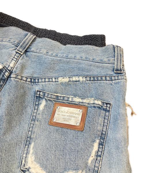 DOLCE & GABBANA（ドルチェ＆ガッバーナ）DOLCE & GABBANA (ドルチェ＆ガッバーナ) ドット柄アンダーウェアレイヤードデニムパンツ　G44TBD/G9J49 インディゴ サイズ:46の古着・服飾アイテム