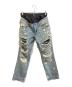DOLCE & GABBANA（ドルチェ＆ガッバーナ）の古着「ドット柄アンダーウェアレイヤードデニムパンツ　G44TBD/G9J49」｜インディゴ