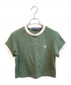 FRED PERRYフレッドペリー）の古着「Cropped Ringer T-Shirt.」｜グリーン