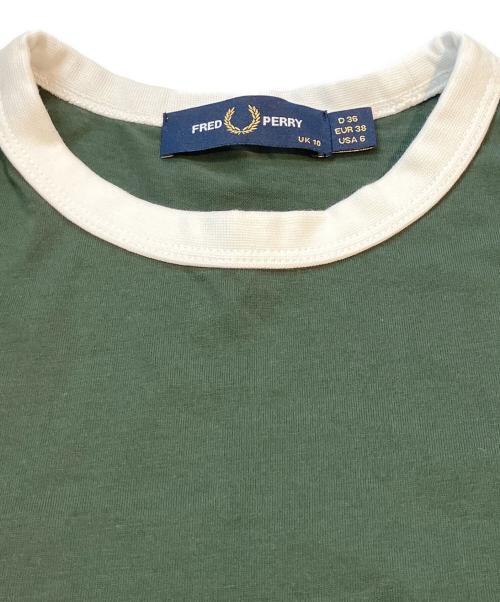 FRED PERRY（フレッドペリー）FRED PERRY (フレッドペリー) Cropped Ringer T-Shirt. グリーン サイズ:Ｍの古着・服飾アイテム