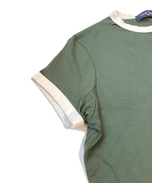 FRED PERRY（フレッドペリー）FRED PERRY (フレッドペリー) Cropped Ringer T-Shirt. グリーン サイズ:Ｍの古着・服飾アイテム
